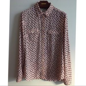 Formal Flirty Button Down Pink Classic Long Sleeve Shirt Top